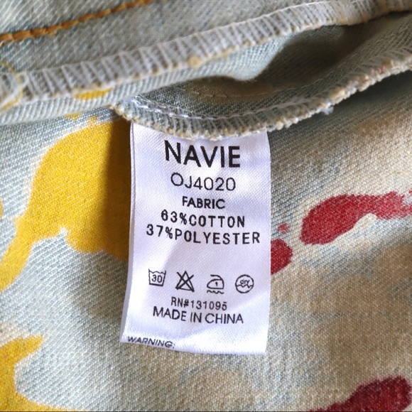 Navie Paint Style Button Up Jean Jacket - Picture 11 of 12